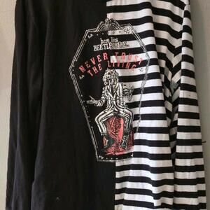BEETLEJUICE COFFIN SPLIT STRIPED LONG SLEEVE T SHIRT UNISEX SIZE XL 🔥 CLASSIC